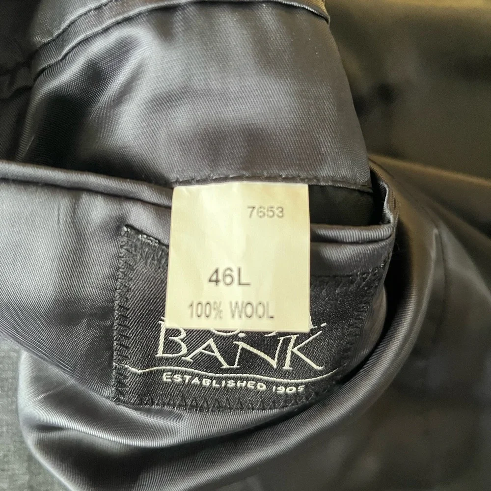 JoS. A. Bank Blazer Men's 46L Gray Sport Coat Jacket 100% Wool Lined 2 Button‎